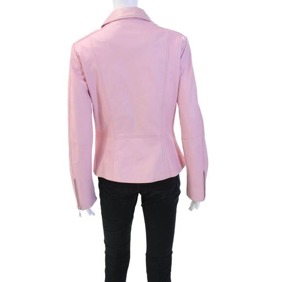 Danier Womens Leather Full Zipper Light Jacket Pink Size Extra Small - Picture 3 of 5
